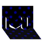 Polka Dots - Dark Blue on Black I Love You 3D Greeting Card (7x5)