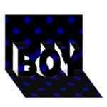 Polka Dots - Dark Blue on Black BOY 3D Greeting Card (7x5)