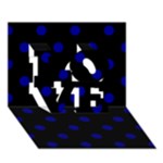 Polka Dots - Dark Blue on Black LOVE 3D Greeting Card (7x5)
