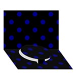 Polka Dots - Dark Blue on Black Circle Bottom 3D Greeting Card (7x5)