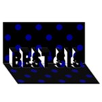 Polka Dots - Dark Blue on Black BEST SIS 3D Greeting Card (8x4)