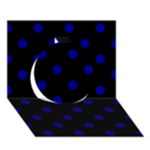 Polka Dots - Dark Blue on Black Circle 3D Greeting Card (7x5)