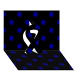 Polka Dots - Dark Blue on Black Ribbon 3D Greeting Card (7x5)