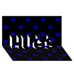 Polka Dots - Dark Blue on Black HUGS 3D Greeting Card (8x4)