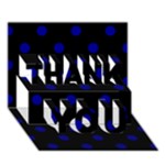 Polka Dots - Dark Blue on Black THANK YOU 3D Greeting Card (7x5)