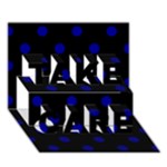 Polka Dots - Dark Blue on Black TAKE CARE 3D Greeting Card (7x5)