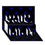 Polka Dots - Dark Blue on Black You Did It 3D Greeting Card (7x5)