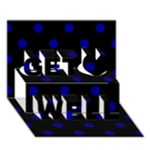 Polka Dots - Dark Blue on Black Get Well 3D Greeting Card (7x5)