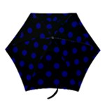 Polka Dots - Dark Blue on Black Mini Umbrella