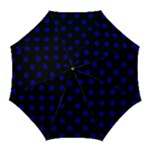 Polka Dots - Dark Blue on Black Golf Umbrella