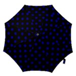 Polka Dots - Dark Blue on Black Hook Handle Umbrella (Large)