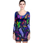 Colorful dream Long Sleeve Velvet Bodycon Dress