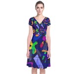 Colorful dream Short Sleeve Front Wrap Dress