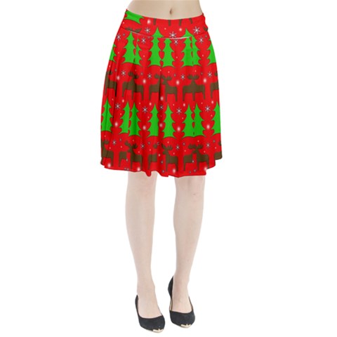 Reindeer and Xmas trees pattern Pleated Skirt from ArtsNow.com