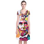 Abraham Lincoln Short Sleeve Front Wrap Dress