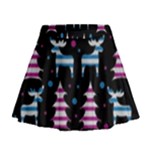 Blue and pink reindeer pattern Mini Flare Skirt