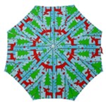 Xmas reindeer pattern - blue Straight Umbrellas