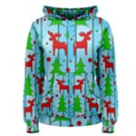 Xmas reindeer pattern - blue Women s Pullover Hoodie
