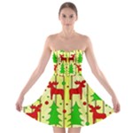 Xmas reindeer pattern - yellow Strapless Bra Top Dress