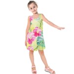 Tropical Dream Hibiscus Pattern Kids  Sleeveless Dress