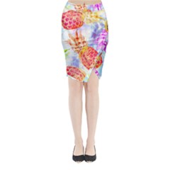 Colorful Pineapples Over A Blue Background Midi Wrap Pencil Skirt from ArtsNow.com