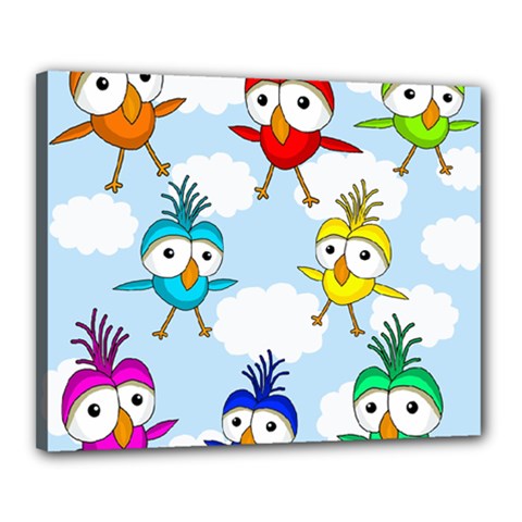 Cute colorful birds  Canvas 20  x 16  from ArtsNow.com