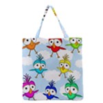 Cute colorful birds  Grocery Tote Bag