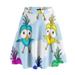 Cute colorful birds  High Waist Skirt