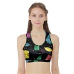 Colorful floral design Sports Bra with Border