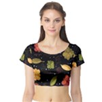 Autumn flowers  Short Sleeve Crop Top (Tight Fit)