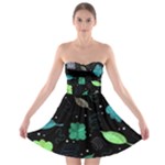 Blue and green flowers  Strapless Bra Top Dress