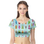 Animals Monster Music Short Sleeve Crop Top (Tight Fit)