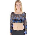 Feathers Peacock Light Long Sleeve Crop Top