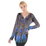 Feathers Peacock Light Women s Tie Up Tee