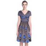 Feathers Peacock Light Short Sleeve Front Wrap Dress