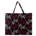 Elegant red and white pattern Zipper Large Tote Bag