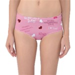 Happy Valentines Day Mid-Waist Bikini Bottoms