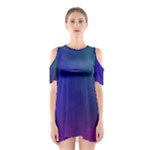Polyart Dark Blue Purple Pattern Cutout Shoulder Dress