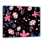 Pink ladybugs and flowers  Canvas 20  x 16 