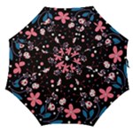 Pink ladybugs and flowers  Straight Umbrellas