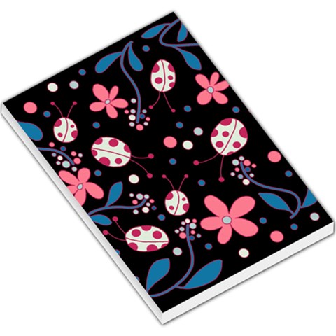 Pink ladybugs and flowers  Large Memo Pads from ArtsNow.com