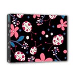 Pink ladybugs and flowers  Deluxe Canvas 14  x 11 