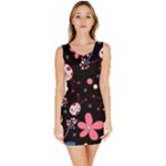 Pink ladybugs and flowers  Sleeveless Bodycon Dress