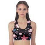 Pink ladybugs and flowers  Sports Bra