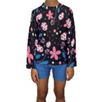 Pink ladybugs and flowers  Kids  Long Sleeve Swimwear