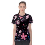 Pink ladybugs and flowers  Women s Sport Mesh Tee