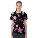 Pink ladybugs and flowers  Women s Cotton Tee