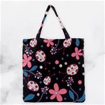 Pink ladybugs and flowers  Grocery Tote Bag