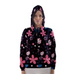 Pink ladybugs and flowers  Hooded Wind Breaker (Women)