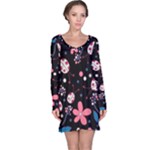 Pink ladybugs and flowers  Long Sleeve Nightdress